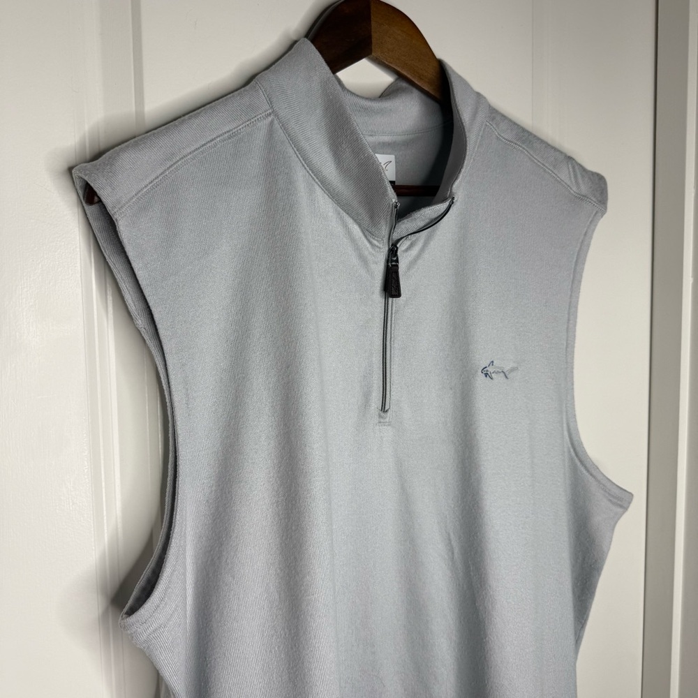 Greg Norman 1/4 Zip Sweater Vest Mens L Light Gray Knit Golf Performance